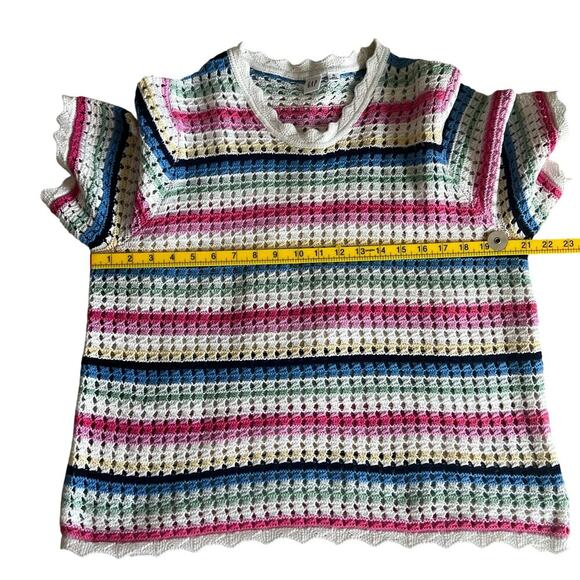Gap Women’s Rainbow Crotchet Open Knit Top Multicolor Size XL - Picture 10 of 10